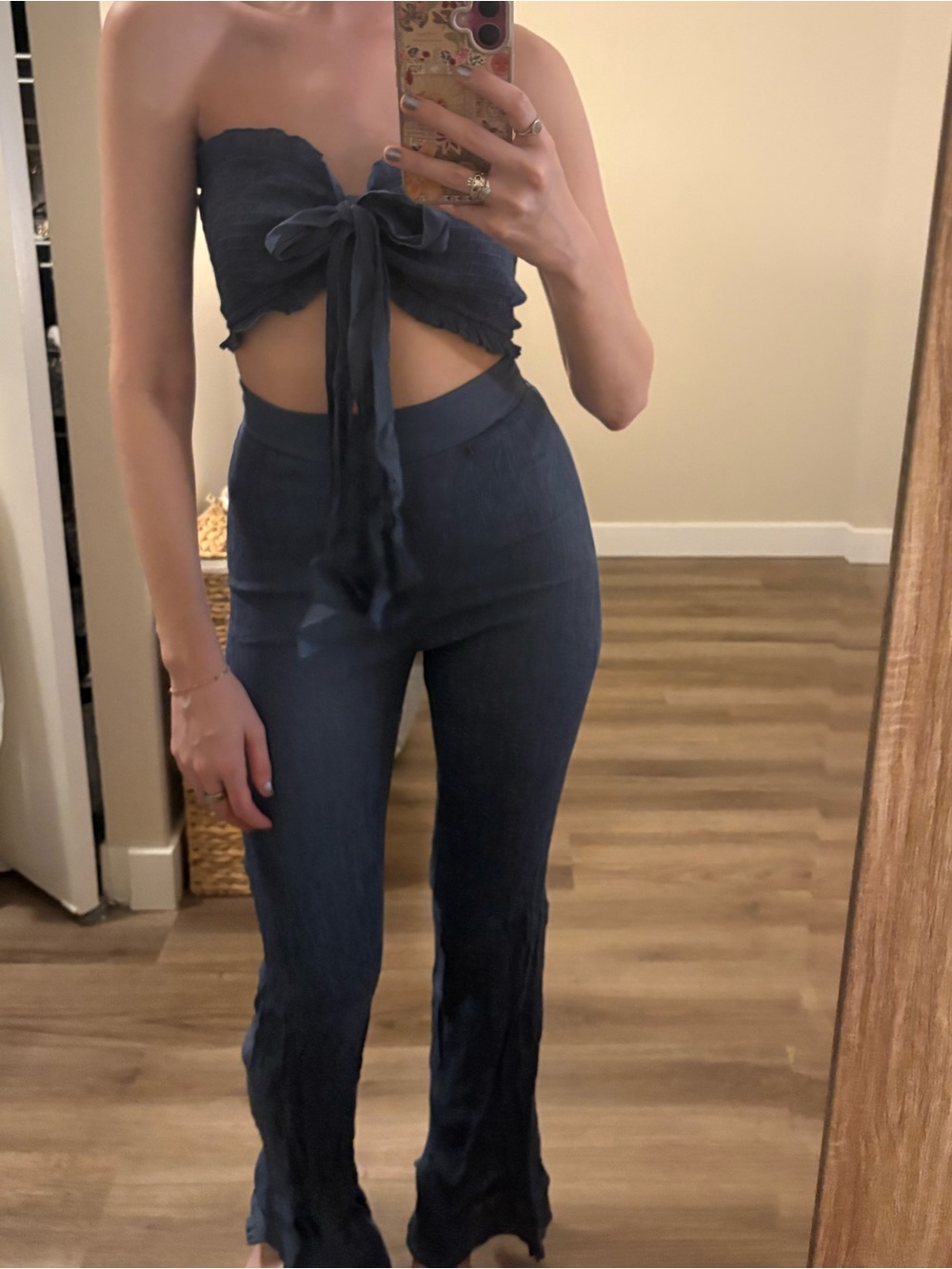 Cider Navy Blue Boot Cut Pants
